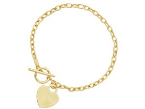 Toggle Bracelet with Heart Charm in 14k Yellow Gold (4.80 mm)