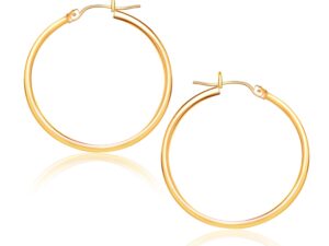 14k Yellow Gold Polished Hoop Earrings (1.5x25mm)