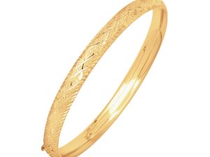 14k Yellow Gold Diamond Carved Bangle (6.00 mm)