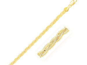 3.5mm 14k Yellow Braided Foxtail Anklet