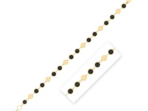Black Onyx Gem Alternating Bracelet in 14K Yellow Gold (5.00 mm)