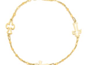 14k Yellow Gold Symbolic Cross Bracelet (6.35 mm)