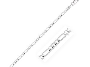2.6mm 14k White Gold Figaro Anklet
