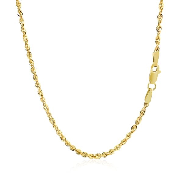 10K Yellow Gold Hollow Diamond Cut Rope Chain (2.00 mm) - Image 3
