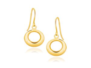 14k Yellow Gold Open Circle Dangle Earrings
