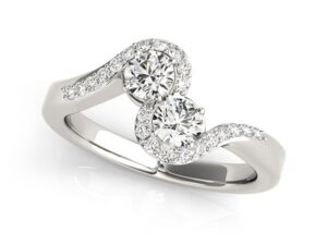 14k White Gold Curved Band Style Two Diamond Ring (5/8 cttw)