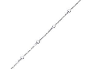 14k White Gold Anklet with Puffed Heart Design