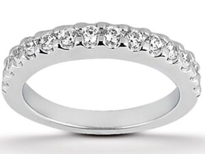 14k White Gold Shared Prong Diamond Wedding Ring Band