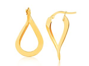 14k Yellow Gold Flat Polished Twisted Hoop Earrings