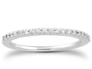 14k White Gold Slim Profile Diamond Micro Prong Diamond Wedding Ring Band
