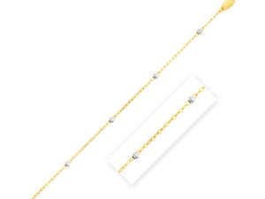 Diamond Cut Bead Links Pendant Chain in Two Tone Gold (3.50 mm)