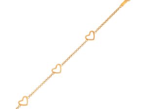 14k Yellow Gold Childrens Bracelet with Hearts