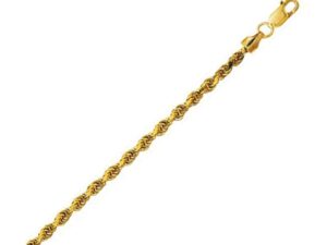 10K Yellow Gold Lite Hollow Diamond Cut Rope Chain (3.20 mm)
