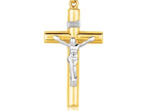 14k Two Tone Gold Cross Pendant