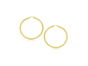 14k Yellow Gold Polished Hoop Earrings (3x15mm)
