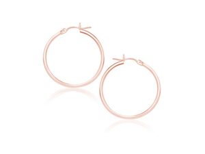 14k Rose Gold Polished Hoop Earrings (2x25mm)