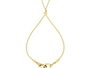 14k Yellow Gold Entwined Rings Adjustable Lariat Style Bracelet