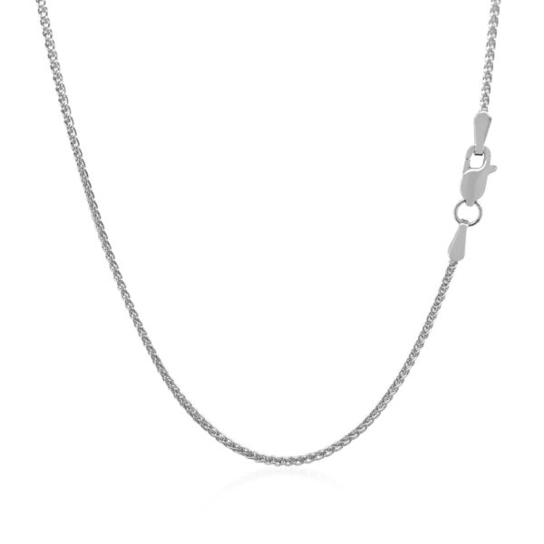 14k White Gold Round Wheat Chain (1.2 mm) - Image 3