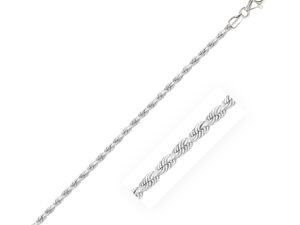 14k White Gold Solid Diamond Cut Rope Bracelet (2.50 mm)
