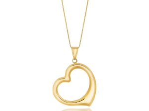 14k Yellow Gold Floating Heart Drop Pendant
