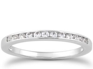 14k White Gold Channel Set Diamond Wedding Ring Band Set 1/3 Around
