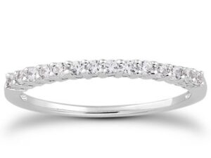 14k White Gold Shared Prong Diamond Wedding Ring Band with Airline Gallery