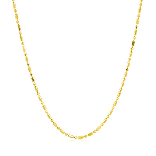14k Yellow Gold Diamond-Cut Alternating Bead Chain (1.10 mm) - Image 2