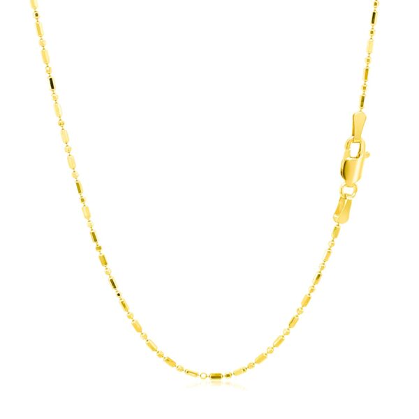 14k Yellow Gold Diamond-Cut Alternating Bead Chain (1.10 mm) - Image 3