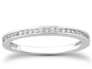 14k White Gold Slender Channel Set Diamond Wedding Ring Band Set 1/2 Around