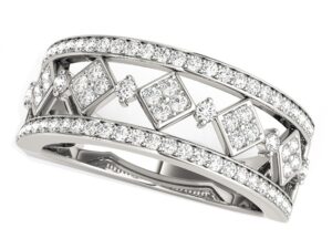 Diamond Studded Square Motif Ring in 14k White Gold (1/2 cttw)
