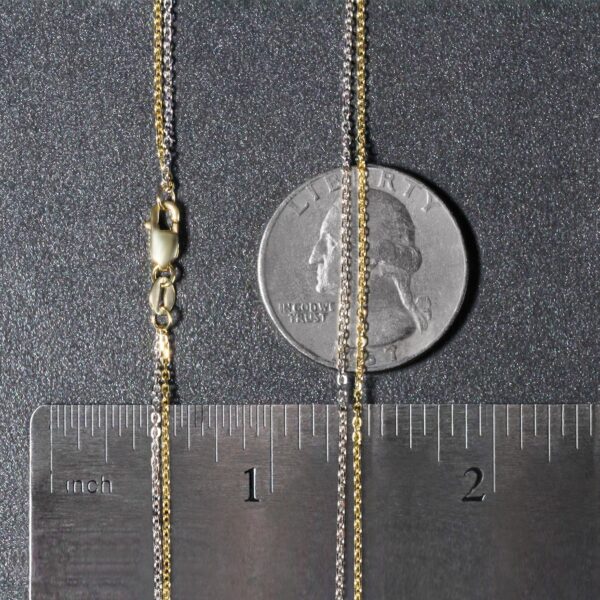 14k TwoTone Double Strand Cable Pendant Chain (1.1 mm) - Image 5