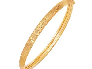 14k Yellow Gold Diamond Cut Motif Dome Style Childrens Bangle (5.50 mm)