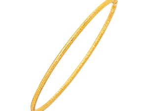 14k Yellow Gold Thin Textured Stackable Bangle (3.00 mm)