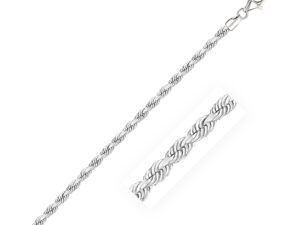 14k White Gold Solid Diamond Cut Rope Bracelet (3.00 mm)