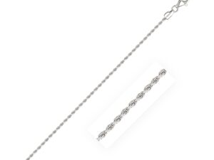 14k White Gold Solid Diamond Cut Rope Bracelet (1.80 mm)