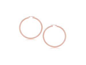 14k Rose Gold Polished Hoop Earrings (3x15mm)
