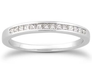 14k White Gold Channel Set Princess Diamond Wedding Ring Band