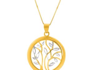 14k Two-Tone Gold Pendant with an Open Round Tree Design