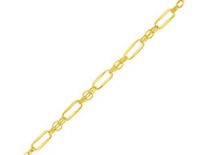 14k Yellow Gold Bracelet with Polished Rectangular Oval Links (8.20 mm)