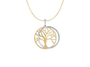 Two Layer Tree Pendant in 14k Two Tone Gold