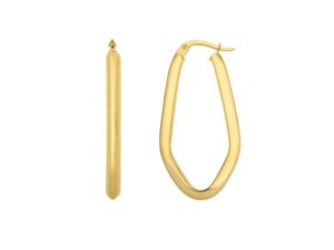 Geometric Oval Hoop Earrings in 10K Yellow Gold