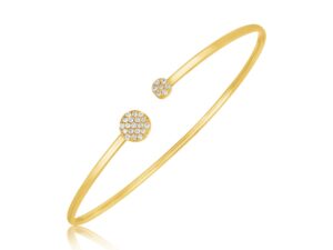 14k Yellow Gold High Polish Diamond Cluster Bangle (2.00 mm)