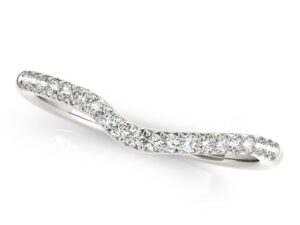 14k White Gold Curved Pave Diamond Wedding Ring (1/4 cttw)