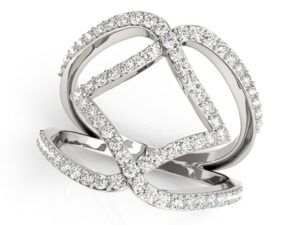 14k White Gold Entwined Design Diamond Dual Band Ring (3/4 cttw)