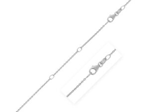 Double Extendable Diamond Cut Cable Chain in White Gold (1.30 mm)