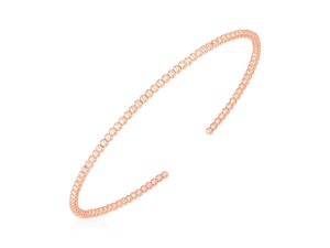14k Rose Gold High Polish Bead Cuff Bangle (2.00 mm)