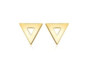 14k Yellow Gold Polished Open Triangle Post Earrings