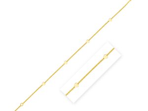Stationed Heart Anklet in 14K Yellow Gold (1.00 mm)