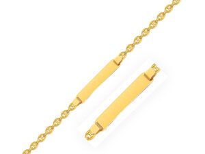 14k Yellow Gold Puffed Mariner Link Childrens ID Bracelet (3.30 mm)