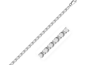 2.9mm 14k White Gold Heart Anklet